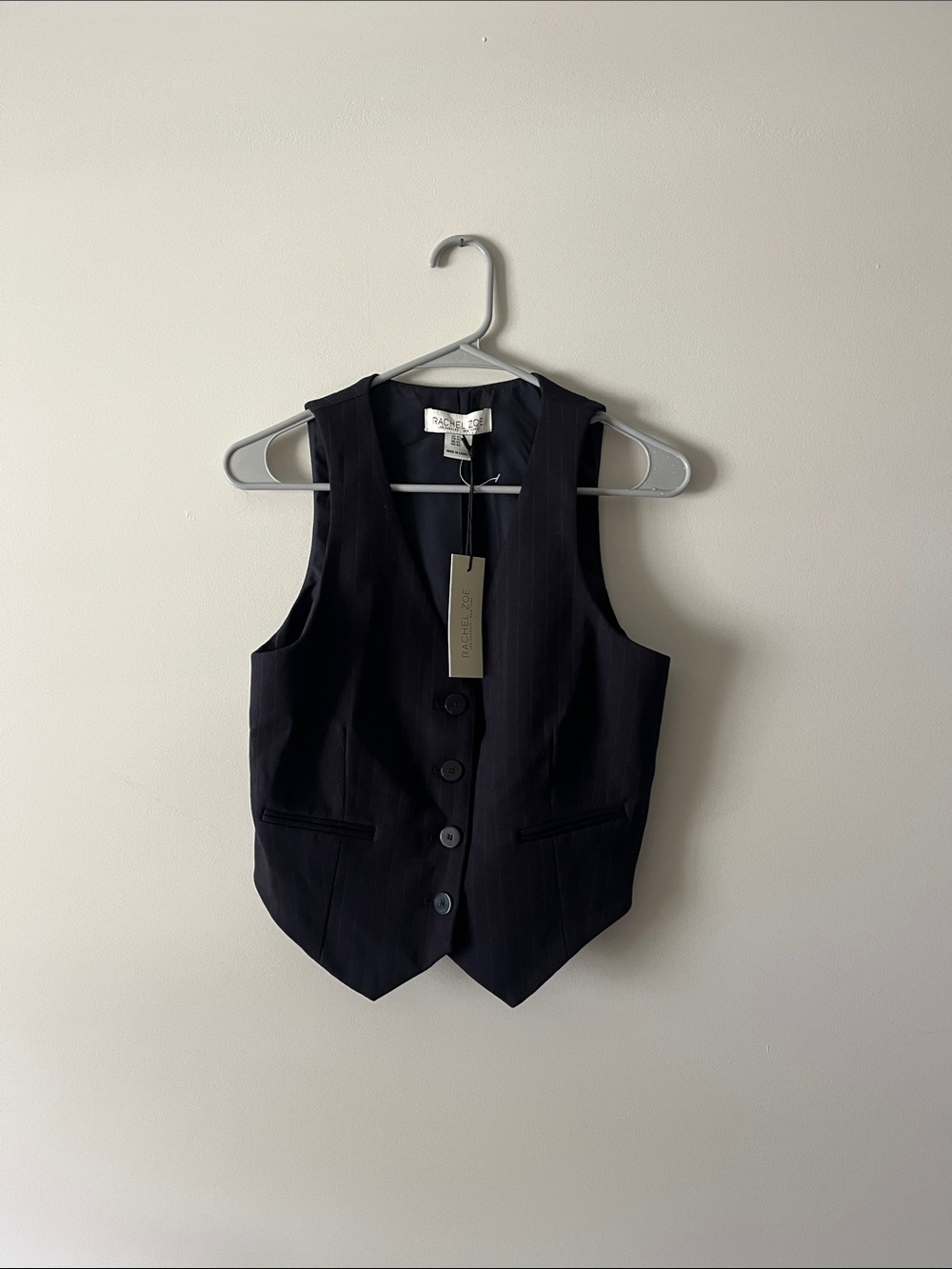 Rachel Zoe Pinstripe Button Front Tailored Waistcoat Vest XS NWT
